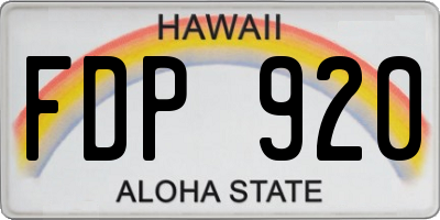 HI license plate FDP920
