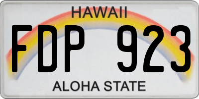 HI license plate FDP923