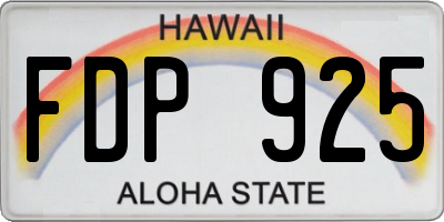 HI license plate FDP925