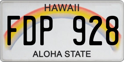 HI license plate FDP928