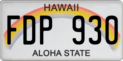 HI license plate FDP930