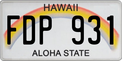 HI license plate FDP931