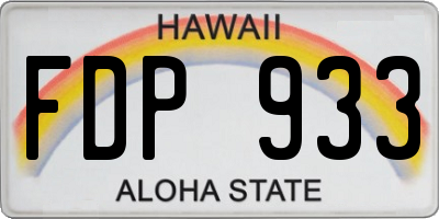 HI license plate FDP933