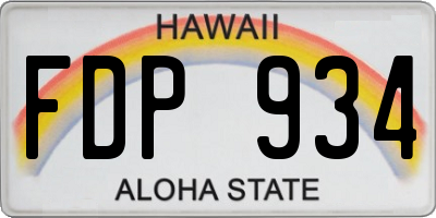 HI license plate FDP934