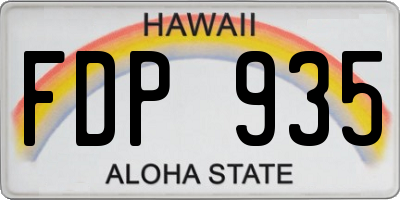 HI license plate FDP935