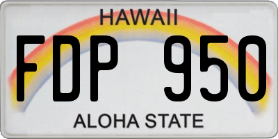HI license plate FDP950