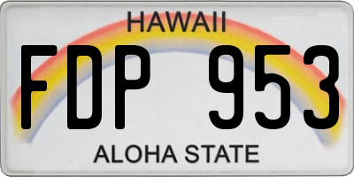 HI license plate FDP953