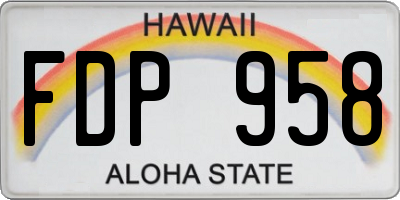 HI license plate FDP958