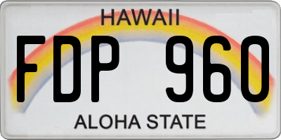 HI license plate FDP960