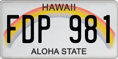 HI license plate FDP981