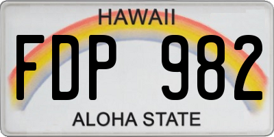 HI license plate FDP982