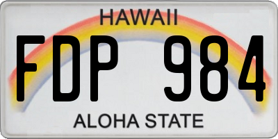 HI license plate FDP984