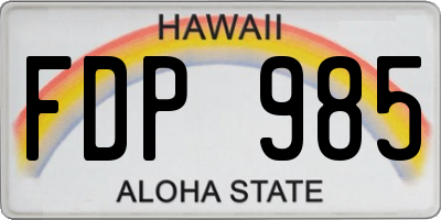 HI license plate FDP985