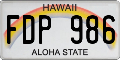 HI license plate FDP986