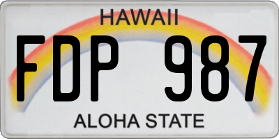 HI license plate FDP987