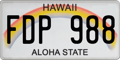 HI license plate FDP988