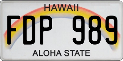 HI license plate FDP989