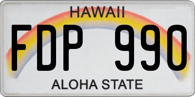 HI license plate FDP990