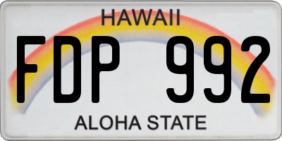 HI license plate FDP992