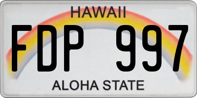 HI license plate FDP997