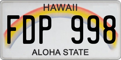 HI license plate FDP998