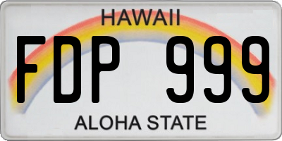 HI license plate FDP999