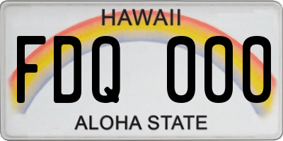 HI license plate FDQ000