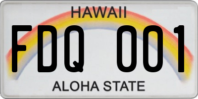 HI license plate FDQ001