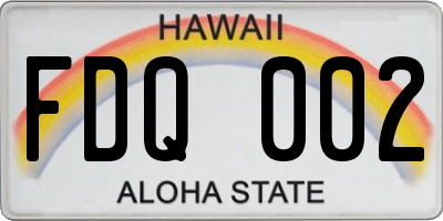 HI license plate FDQ002