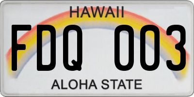 HI license plate FDQ003