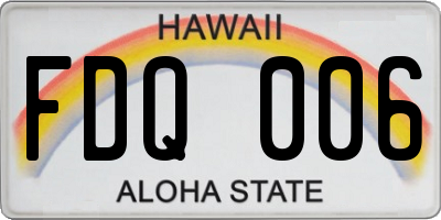 HI license plate FDQ006