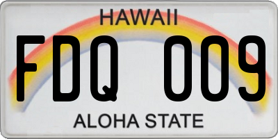 HI license plate FDQ009