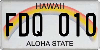HI license plate FDQ010