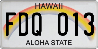 HI license plate FDQ013