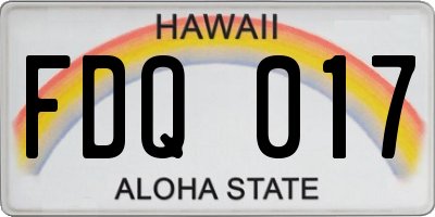 HI license plate FDQ017