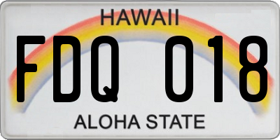 HI license plate FDQ018
