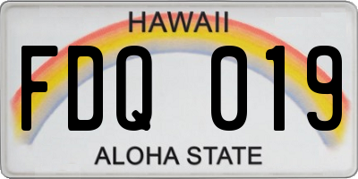 HI license plate FDQ019