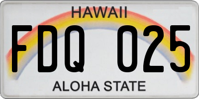 HI license plate FDQ025