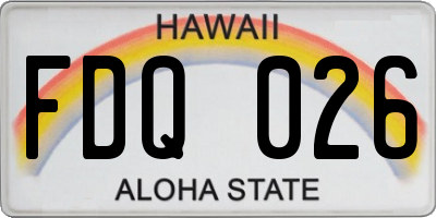 HI license plate FDQ026