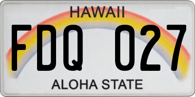 HI license plate FDQ027