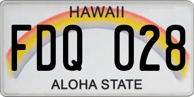 HI license plate FDQ028