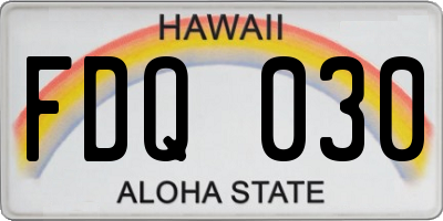 HI license plate FDQ030