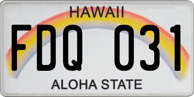 HI license plate FDQ031