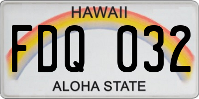 HI license plate FDQ032