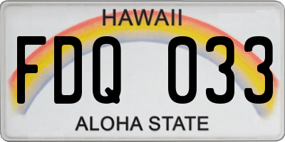 HI license plate FDQ033