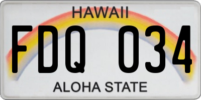HI license plate FDQ034
