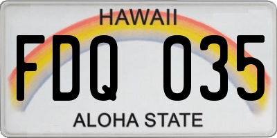 HI license plate FDQ035
