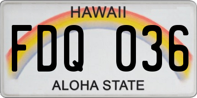 HI license plate FDQ036