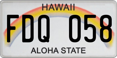 HI license plate FDQ058
