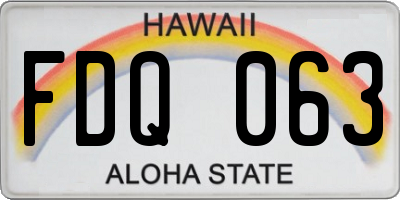 HI license plate FDQ063